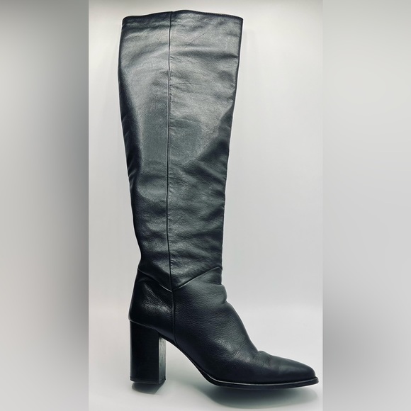 MASSIMO DUTTI Tall Black Leather Boots Size 36 - Picture 3 of 10